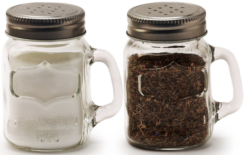 Circleware Mason Yorkshire Jar Mug Salt and Pepper Shakers with Glass Handles and Metal Lids, 5 Ounce, Set of 2 in Gift Box, Limited Edition Glassware Serveware - Image 1